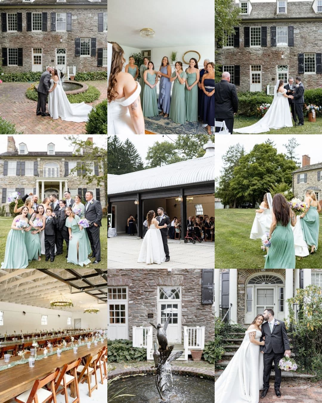 a collage of 9 photos from a wedding day at Cold Saturday Farm in Finksburg, Md