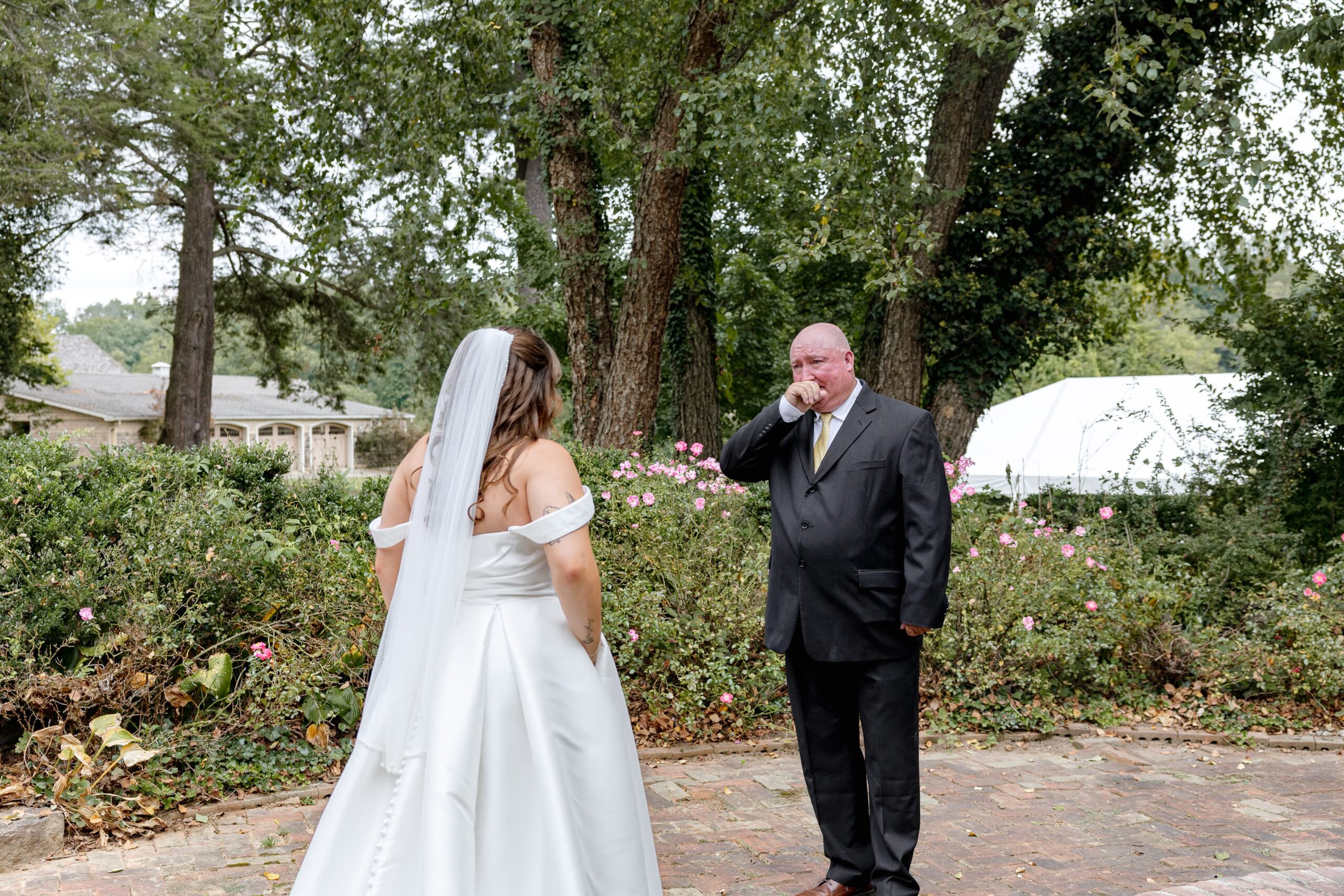 Father and daughter first look on wedding day